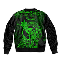 Hawaii Bomber Jacket King Kamehameha Mix Polynesian Plumeria Green Version LT14 - Polynesian Pride