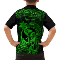 Hawaii Kid Hawaiian Shirt King Kamehameha Mix Polynesian Plumeria Green Version LT14 - Polynesian Pride