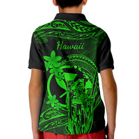 Hawaii Kid Polo Shirt King Kamehameha Mix Polynesian Plumeria Green Version LT14 - Polynesian Pride