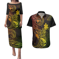 Hawaii Couples Matching Puletasi Dress and Hawaiian Shirt Pineapple Mix Polynesian Plumeria Reggae Version LT14 Reggae - Polynesian Pride