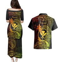 Hawaii Couples Matching Puletasi Dress and Hawaiian Shirt Pineapple Mix Polynesian Plumeria Reggae Version LT14 - Polynesian Pride