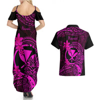Hawaii Couples Matching Summer Maxi Dress and Hawaiian Shirt Pineapple Mix Polynesian Plumeria Pink Version LT14 - Polynesian Pride