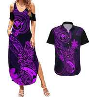 Hawaii Couples Matching Summer Maxi Dress and Hawaiian Shirt Pineapple Mix Polynesian Plumeria Purple Version LT14 Purple - Polynesian Pride