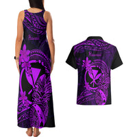 Hawaii Couples Matching Tank Maxi Dress and Hawaiian Shirt Pineapple Mix Polynesian Plumeria Purple Version LT14 - Polynesian Pride