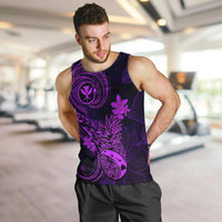 Hawaii Men Tank Top Pineapple Mix Polynesian Plumeria Purple Version LT14 - Polynesian Pride
