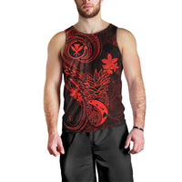Hawaii Men Tank Top Pineapple Mix Polynesian Plumeria Red Version LT14 - Polynesian Pride