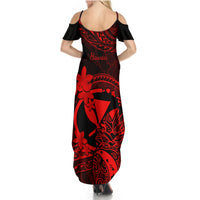 Hawaii Summer Maxi Dress Pineapple Mix Polynesian Plumeria Red Version LT14 - Polynesian Pride