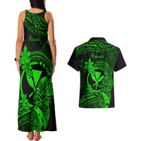 Hawaii Couples Matching Tank Maxi Dress and Hawaiian Shirt Pineapple Mix Polynesian Plumeria Green Version LT14 - Polynesian Pride