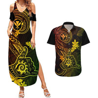 Hawaii Couples Matching Summer Maxi Dress and Hawaiian Shirt Shaka Tattoo Mix Polynesian Plumeria Reggae Version LT14 Reggae - Polynesian Pride