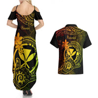 hawaii-couples-matching-summer-maxi-dress-and-hawaiian-shirt-shaka-tattoo-mix-polynesian-plumeria-reggae-version