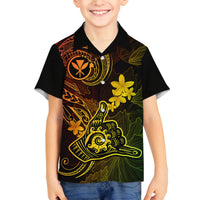 hawaii-family-matching-off-shoulder-long-sleeve-dress-and-hawaiian-shirt-shaka-tattoo-mix-polynesian-plumeria-reggae-version