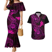 Hawaii Couples Matching Mermaid Dress and Hawaiian Shirt Shaka Tattoo Mix Polynesian Plumeria Pink Version LT14 Pink - Polynesian Pride