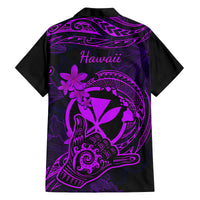 hawaii-family-matching-off-shoulder-long-sleeve-dress-and-hawaiian-shirt-shaka-tattoo-mix-polynesian-plumeria-purple-version