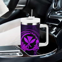 Hawaii Tumbler With Handle Shaka Tattoo Mix Polynesian Plumeria Purple Version