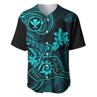 Hawaii Baseball Jersey Shaka Tattoo Mix Polynesian Plumeria Turquoise Version LT14 Turquoise - Polynesian Pride