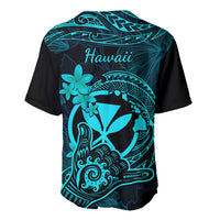 Hawaii Baseball Jersey Shaka Tattoo Mix Polynesian Plumeria Turquoise Version LT14 - Polynesian Pride
