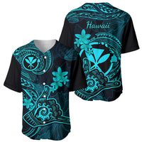 Hawaii Baseball Jersey Shaka Tattoo Mix Polynesian Plumeria Turquoise Version LT14 - Polynesian Pride
