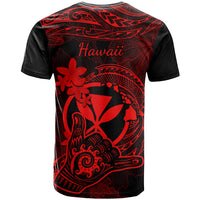 Hawaii T Shirt Shaka Tattoo Mix Polynesian Plumeria Red Version LT14 - Polynesian Pride