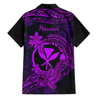 Hawaii Family Matching Puletasi Dress and Hawaiian Shirt Hammerhead Shark Tattoo Mix Polynesian Plumeria Purple Version LT14 - Polynesian Pride