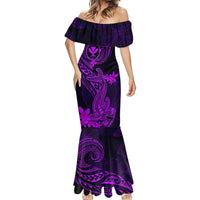 Hawaii Mermaid Dress Hammerhead Shark Tattoo Mix Polynesian Plumeria Purple Version LT14 - Polynesian Pride