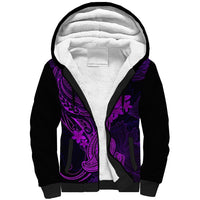 Hawaii Sherpa Hoodie Hammerhead Shark Tattoo Mix Polynesian Plumeria Purple Version LT14 Unisex Purple - Polynesian Pride