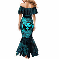 Hawaii Mermaid Dress Hammerhead Shark Tattoo Mix Polynesian Plumeria Turquoise Version LT14 - Polynesian Pride
