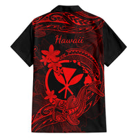 hawaii-family-matching-short-sleeve-bodycon-dress-and-hawaiian-shirt-hammerhead-shark-tattoo-mix-polynesian-plumeria-red-version