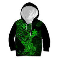 Hawaii Kid Hoodie Hammerhead Shark Tattoo Mix Polynesian Plumeria Green Version LT14 Green - Polynesian Pride