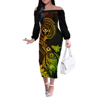 hawaii-family-matching-off-shoulder-long-sleeve-dress-and-hawaiian-shirt-turtle-mix-polynesian-plumeria-reggae-version
