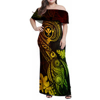 hawaii-family-matching-off-shoulder-maxi-dress-and-hawaiian-shirt-turtle-mix-polynesian-plumeria-reggae-version