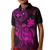Hawaii Kid Polo Shirt Turtle Mix Polynesian Plumeria Pink Version LT14 Kid Pink - Polynesian Pride