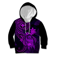 Hawaii Kid Hoodie Turtle Mix Polynesian Plumeria Purple Version LT14 Purple - Polynesian Pride