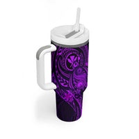 Hawaii Tumbler With Handle Turtle Mix Polynesian Plumeria Purple Version