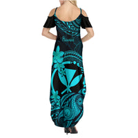 hawaii-family-matching-summer-maxi-dress-and-hawaiian-shirt-turtle-mix-polynesian-plumeria-turquoise-version