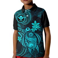 Hawaii Kid Polo Shirt Turtle Mix Polynesian Plumeria Turquoise Version LT14 Kid Turquoise - Polynesian Pride