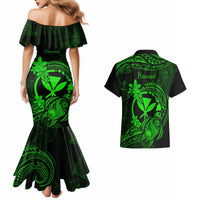 Hawaii Couples Matching Mermaid Dress and Hawaiian Shirt Turtle Mix Polynesian Plumeria Green Version LT14 - Polynesian Pride