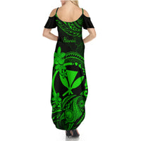 Hawaii Summer Maxi Dress Turtle Mix Polynesian Plumeria Green Version LT14 - Polynesian Pride