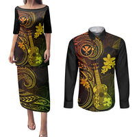 Hawaii Couples Matching Puletasi Dress and Long Sleeve Button Shirts Ukulele Mix Polynesian Plumeria Reggae Version LT14 Reggae - Polynesian Pride