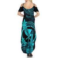 hawaii-summer-maxi-dress-ukulele-mix-polynesian-plumeria-turquoise-version