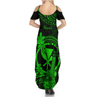 Hawaii Summer Maxi Dress Ukulele Mix Polynesian Plumeria Green Version LT14 - Polynesian Pride