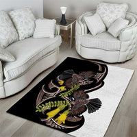New Zealand Valentines Day Area Rug Piwakawaka Lovers Maori Koru Tattoo - Polynesian Pride