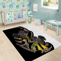 New Zealand Valentines Day Area Rug Piwakawaka Lovers Maori Koru Tattoo - Polynesian Pride