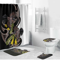 New Zealand Valentines Day Bathroom Set Piwakawaka Lovers Maori Koru Tattoo - Polynesian Pride