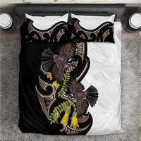 New Zealand Valentines Day Bedding Set Piwakawaka Lovers Maori Koru Tattoo - Polynesian Pride