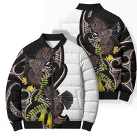 New Zealand Valentines Day Bomber Puffer Jacket Piwakawaka Lovers Maori Koru Tattoo - Polynesian Pride