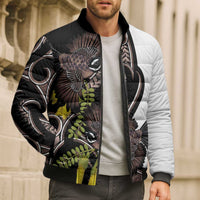 New Zealand Valentines Day Bomber Puffer Jacket Piwakawaka Lovers Maori Koru Tattoo - Polynesian Pride