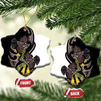 New Zealand Valentines Day Ceramic Ornament Piwakawaka Lovers Maori Koru Tattoo - Polynesian Pride