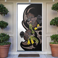 New Zealand Valentines Day Door Cover Piwakawaka Lovers Maori Koru Tattoo - Polynesian Pride