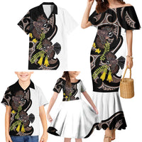 New Zealand Valentines Day Family Matching Mermaid Dress and Hawaiian Shirt Piwakawaka Lovers Maori Koru Tattoo - Polynesian Pride