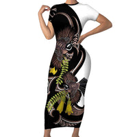 New Zealand Valentines Day Family Matching Short Sleeve Bodycon Dress and Hawaiian Shirt Piwakawaka Lovers Maori Koru Tattoo - Polynesian Pride